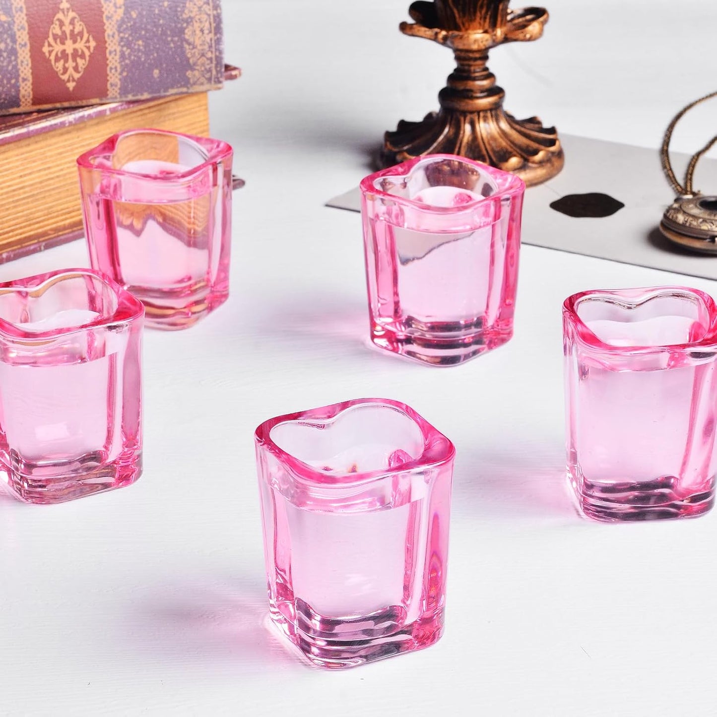 2oz Heavy Base Shot Glasses Sets of 12/Pink Shot Glass Cute For Bar Cart Accessories/Heart Shaped/Square