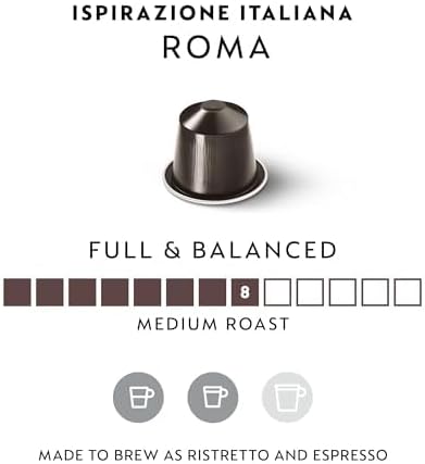 Nespresso Capsules Original Line, Roma Intenso, Medium Roast Coffee, 50 Count Coffee Pods