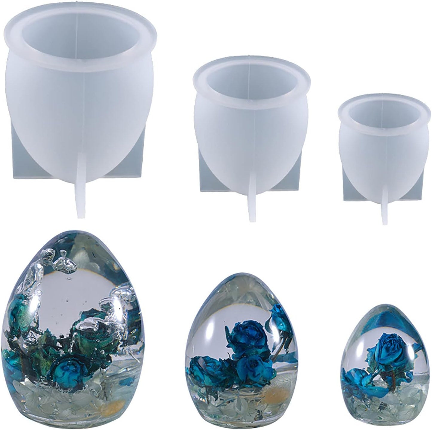 3 Pack Egg & Animal Shaped Resin & Silicone Molds - 3D Candle & Soap Mold Set for Table Decoration