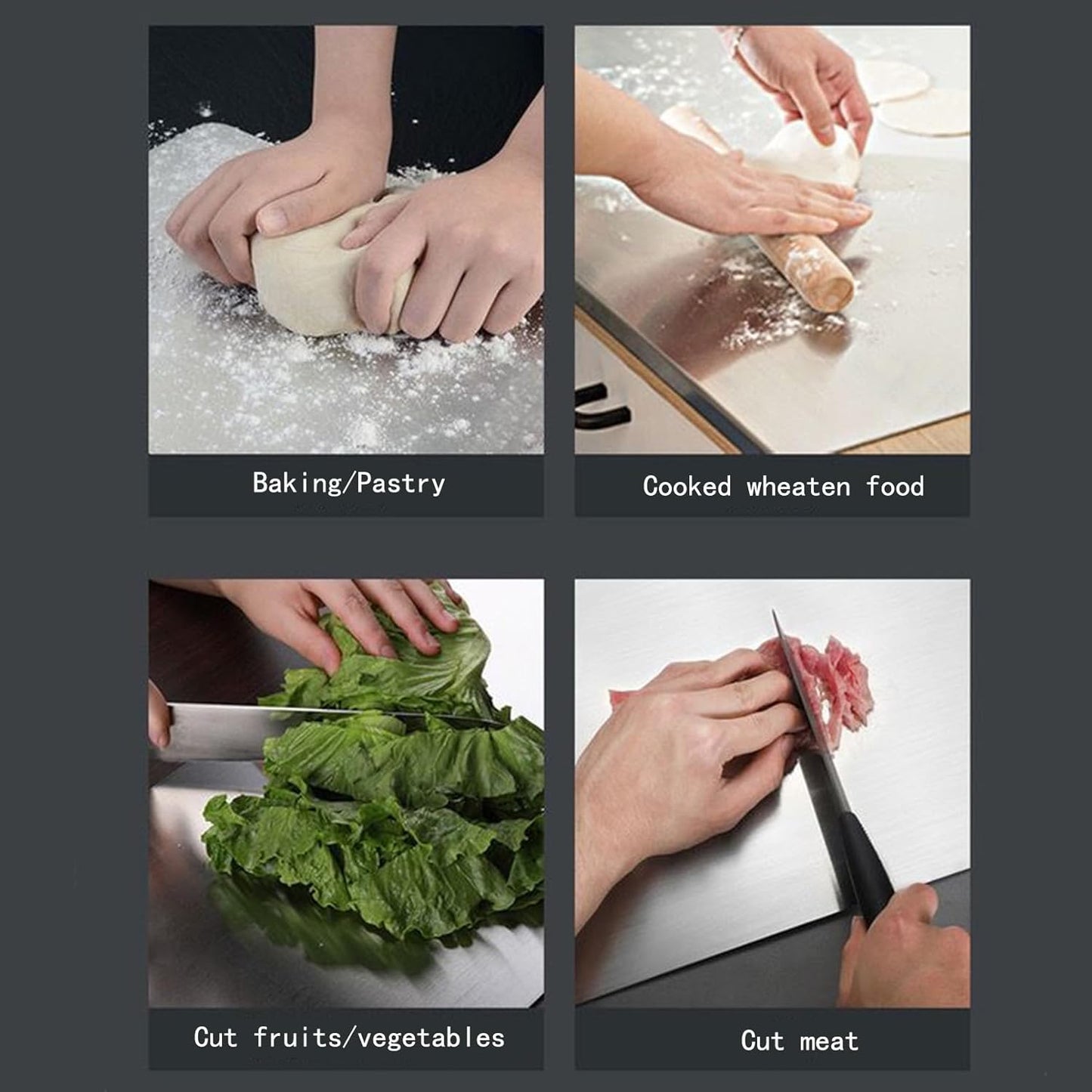 Stainless Steel Cutting Boards for Kitchen,Baking Board,Pastry Board,kneading Panel - Suitable for Cutting Vegetables, Fruits, Meat,bread - Easy To Clean and Store (70x40cm/27.5x15.7in)