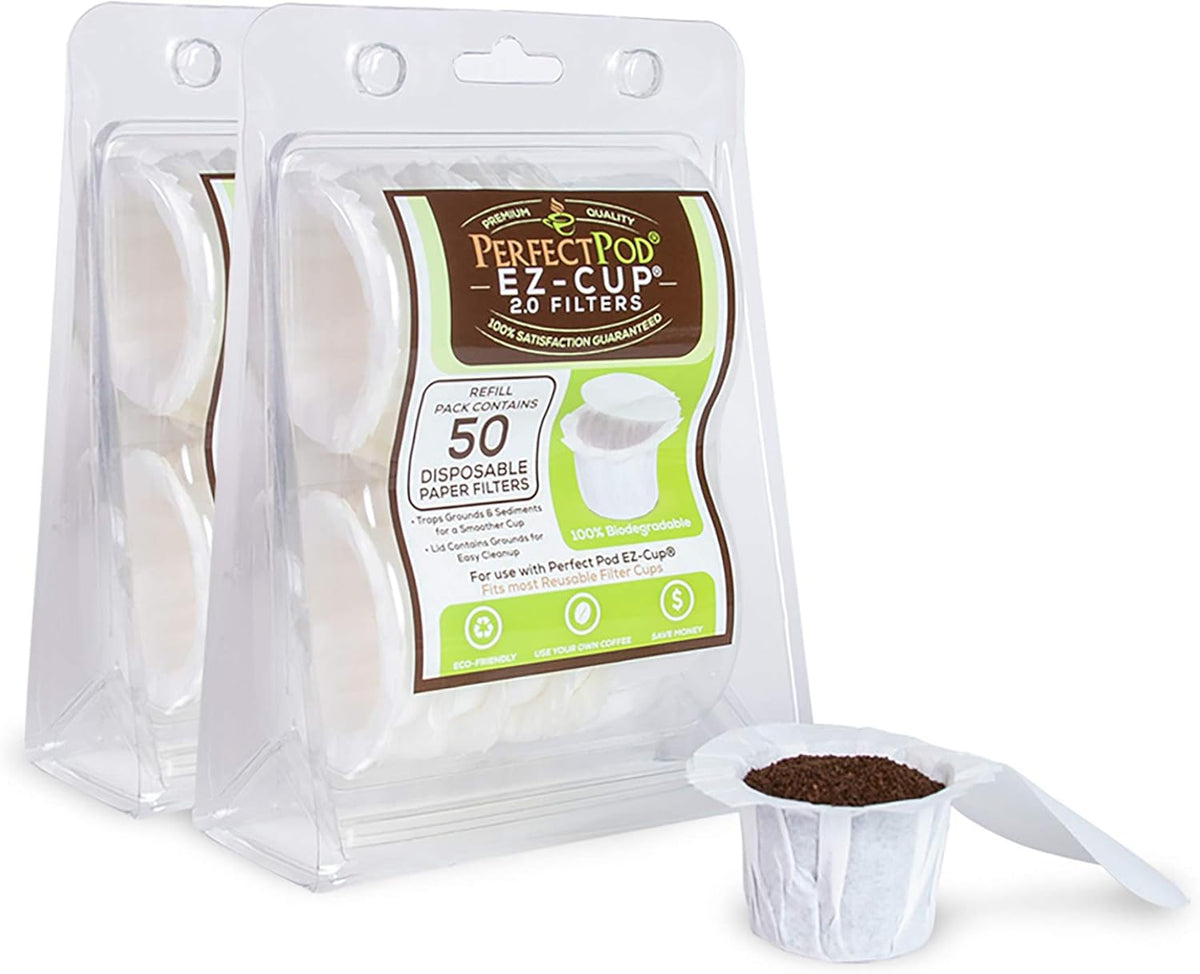Perfect Pod EZ-Cup Disposable Paper Filters with Patented Lid Design f ...