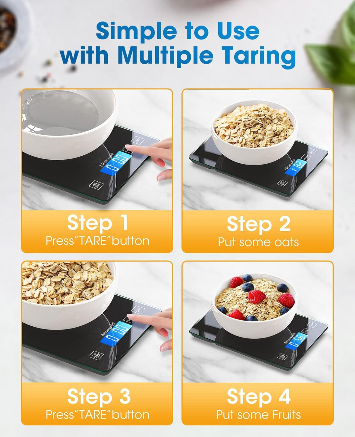 Nicewell Food Scale Digital Weight Grams and oz, 22lb Kitchen Scale fo ...